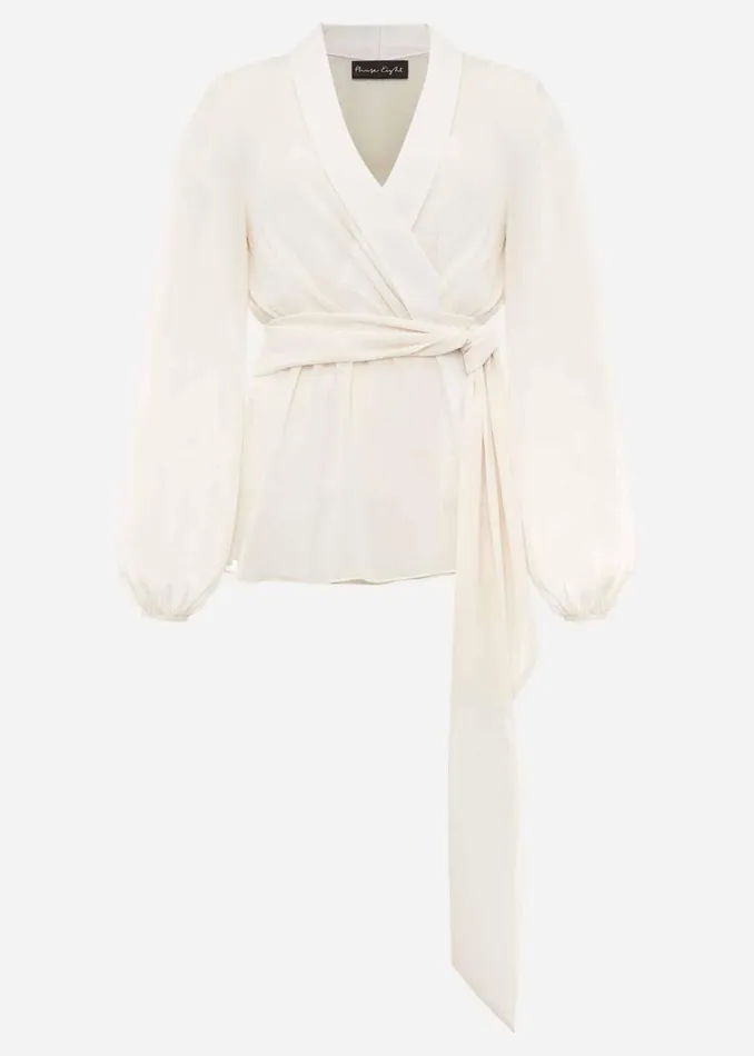 Women Phase Eight Tops and TShirts Florentine SemiSheer Wrap Top Buttermilk
