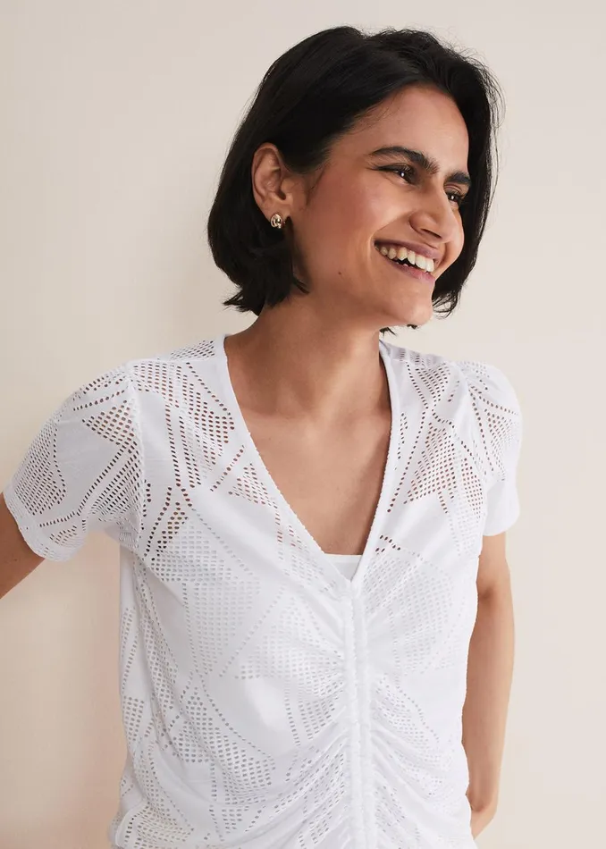 Women Phase Eight Tops and TShirts Gemima Ruched Front Top White
