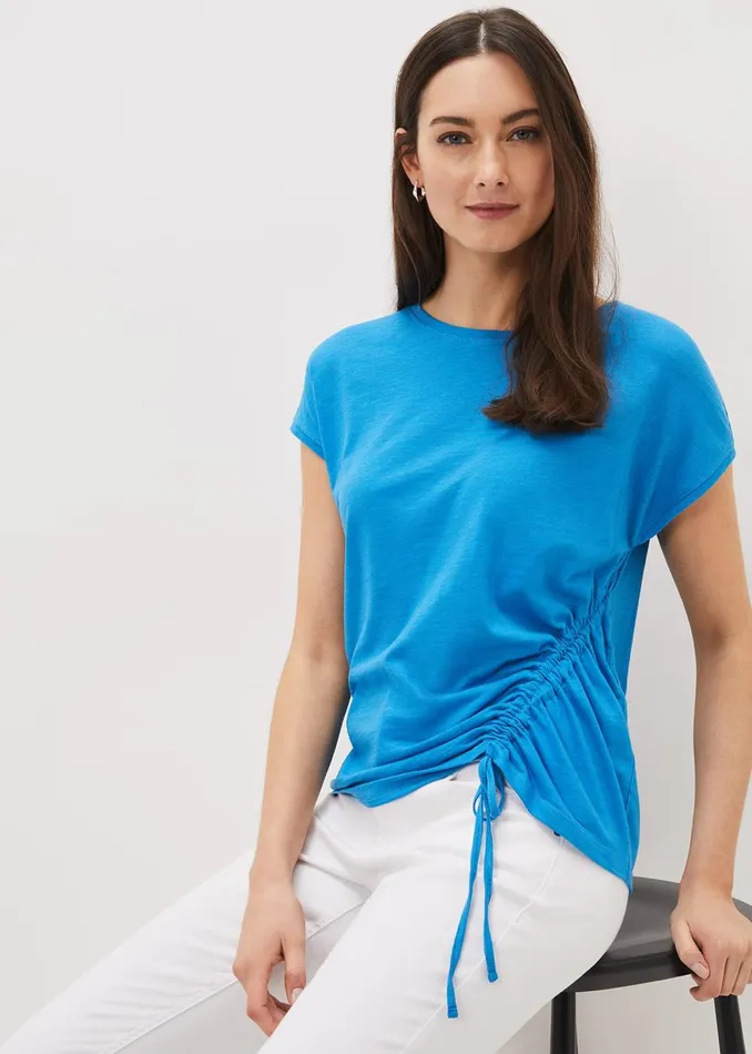 Women Phase Eight Tops and TShirts Jinny Drawstring Hem Top Bright Blue