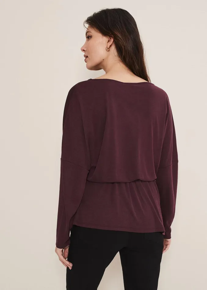 Women Phase Eight Tops and TShirts Lusinda Trim Detail Top Aubergine