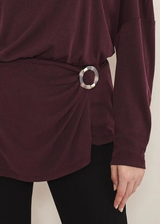 Women Phase Eight Tops and TShirts Lusinda Trim Detail Top Aubergine
