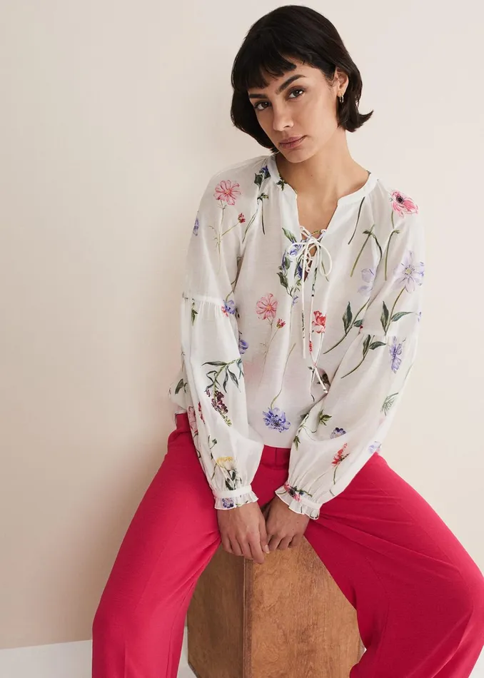 Women Phase Eight Tops and TShirts Marianne Floral Blouse Ivorymulti