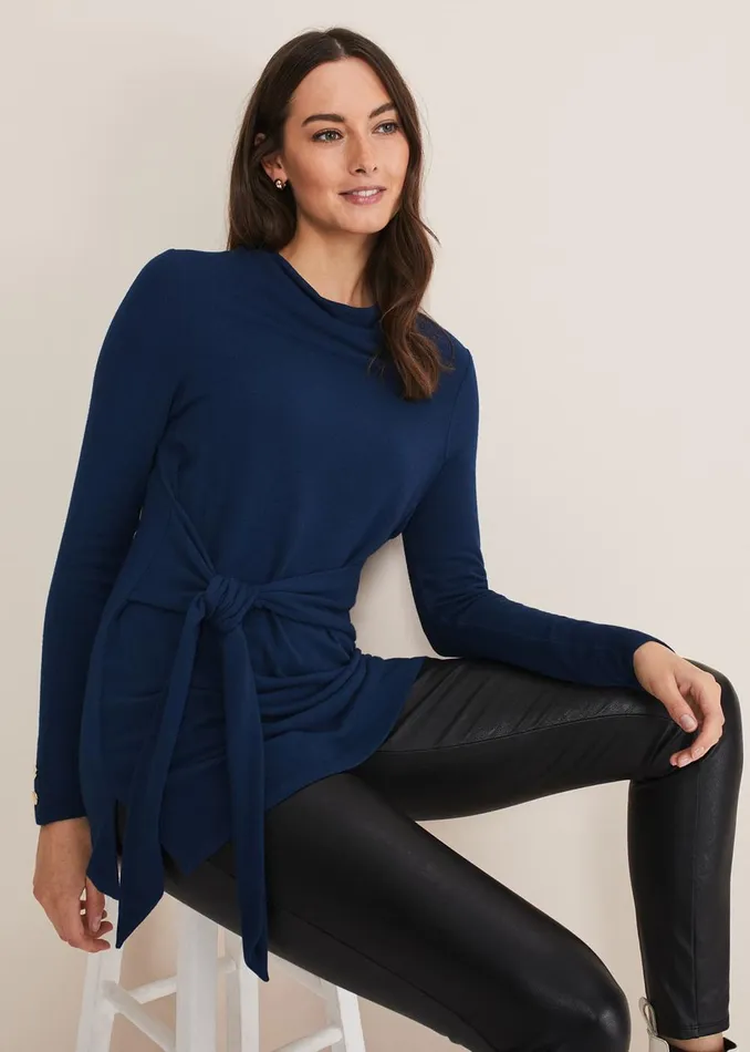 Women Phase Eight Tops and TShirts Maya Tie Front Longline Top Teal
