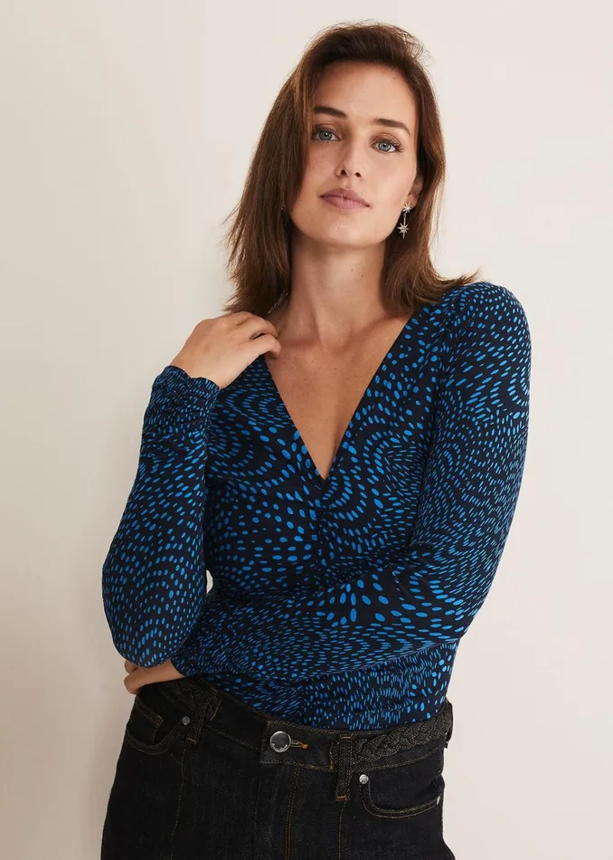 Women Phase Eight Tops and TShirts Pinna Ruched Top Cobaltnavy