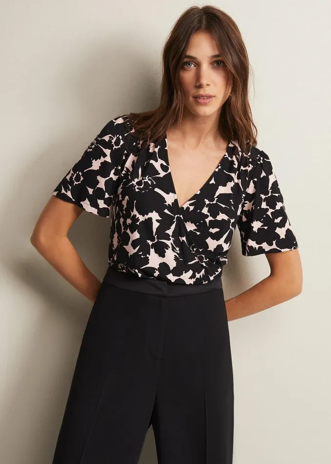 Women Phase Eight Tops and TShirts Raelora Floral Wrap Top Multicoloured
