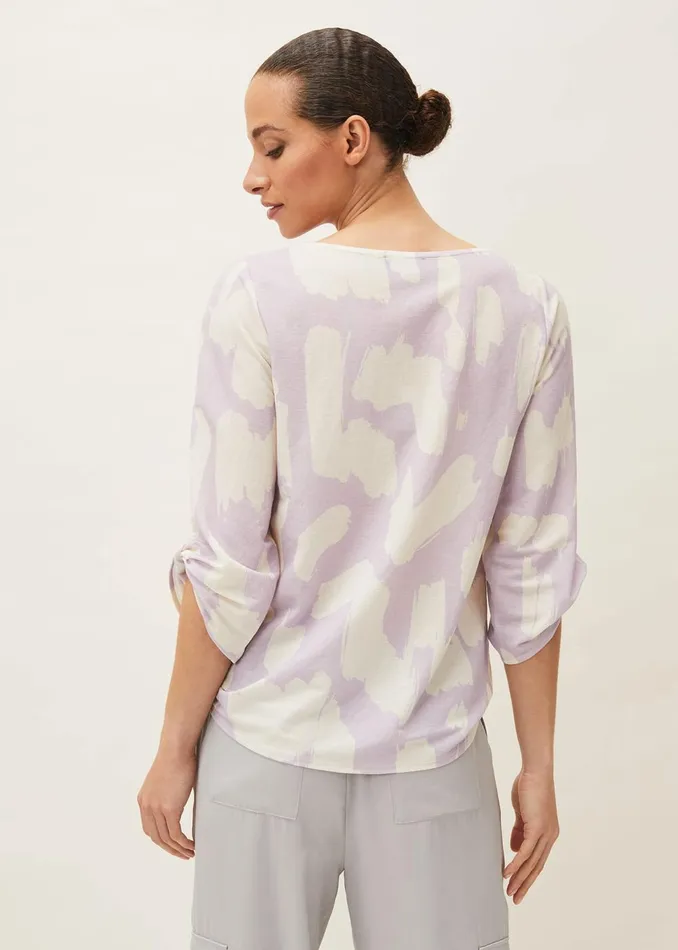 Women Phase Eight Tops and TShirts Rea Printed Jersey Top Dusty Pinkivory