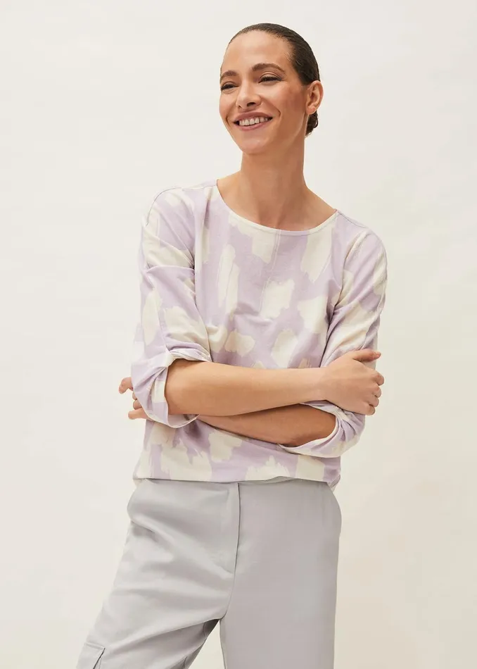Women Phase Eight Tops and TShirts Rea Printed Jersey Top Dusty Pinkivory