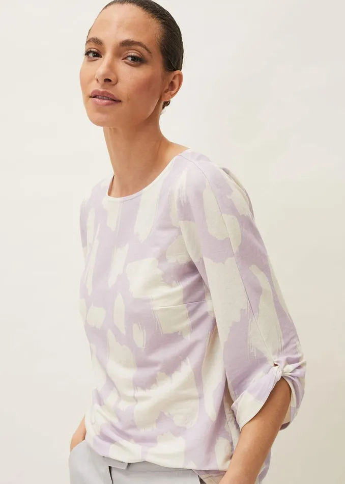 Women Phase Eight Tops and TShirts Rea Printed Jersey Top Dusty Pinkivory
