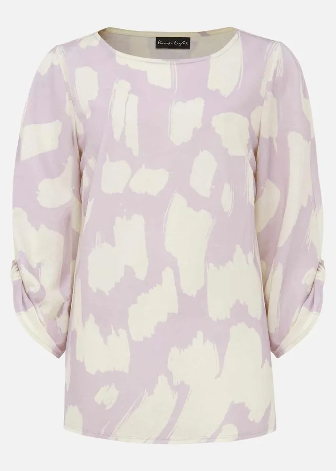 Women Phase Eight Tops and TShirts Rea Printed Jersey Top Dusty Pinkivory