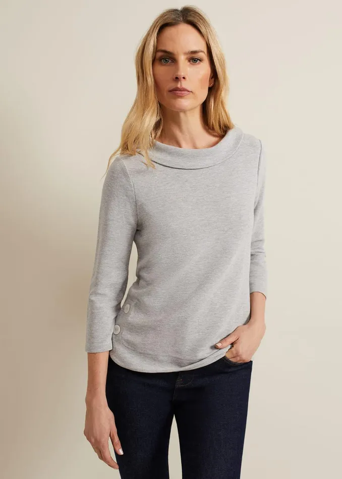 Women Phase Eight Tops and TShirts Remy Textured Cowl Neck Top Grey