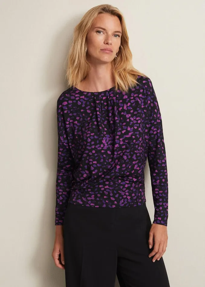 Women Phase Eight Tops and TShirts Ronie Abstract Pleated Top Purple