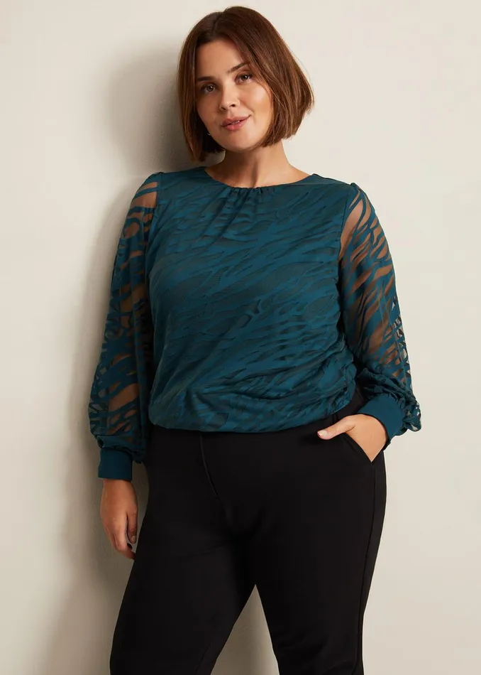Women Phase Eight Tops and TShirts Sarai Swirl Burnout Top Teal
