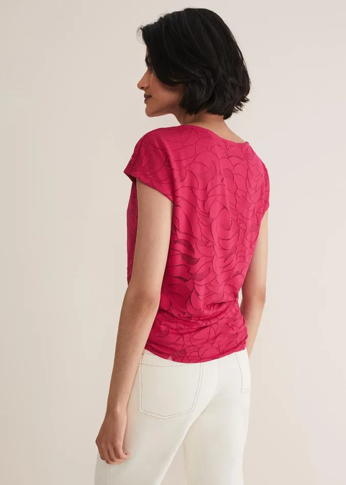 Women Phase Eight Tops and TShirts Trishna Burnout Cowl Neck Top Hot Pink