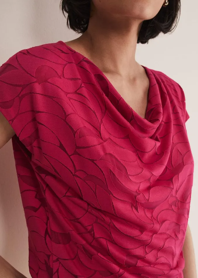 Women Phase Eight Tops and TShirts Trishna Burnout Cowl Neck Top Hot Pink