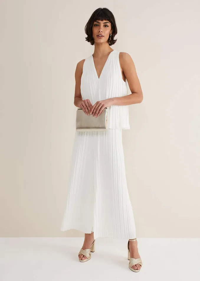 Women Phase Eight Tops and TShirts Winona Pleated Top Ivory