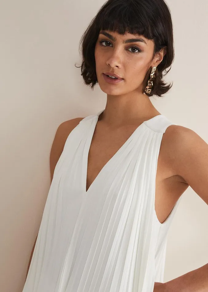 Women Phase Eight Tops and TShirts Winona Pleated Top Ivory