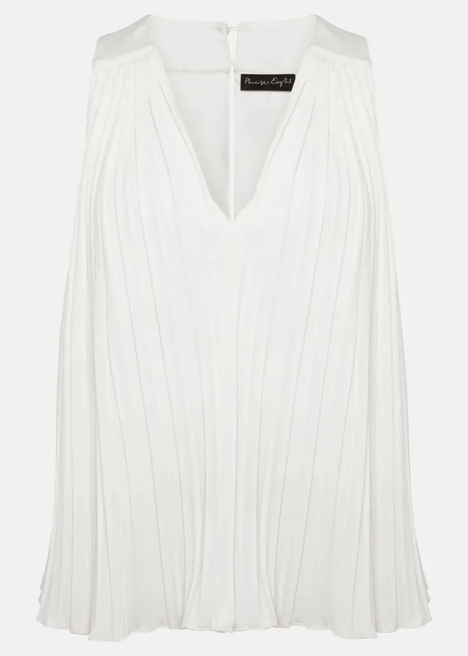 Women Phase Eight Tops and TShirts Winona Pleated Top Ivory