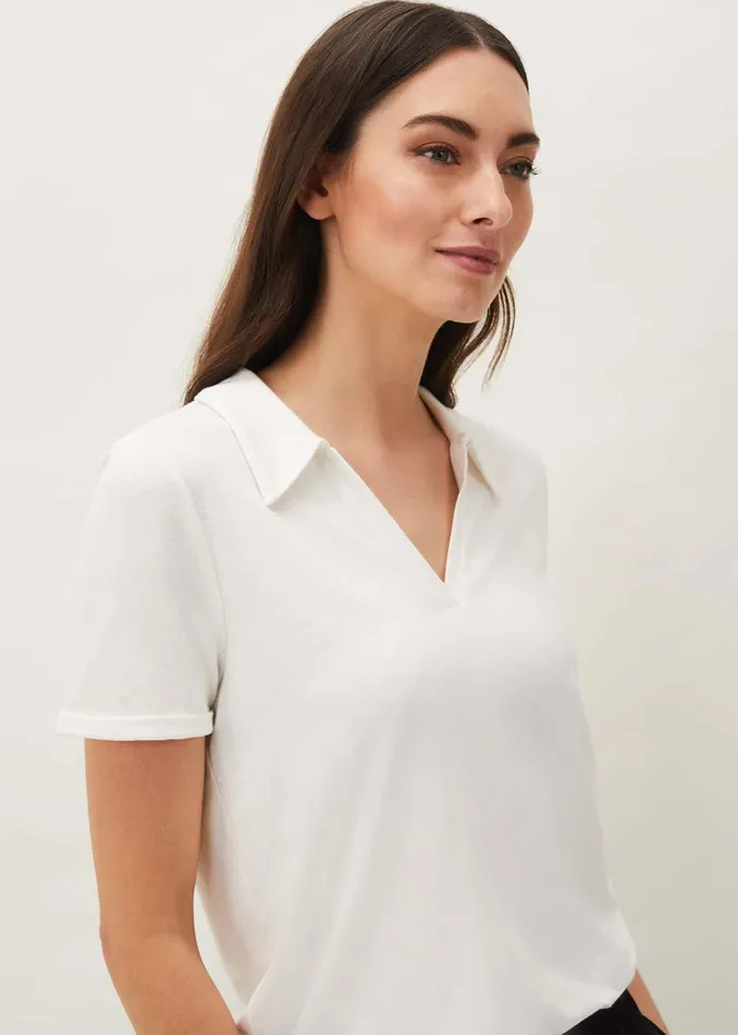 Women Phase Eight Tops and TShirts Zoyia Polo Neck Top Ivory