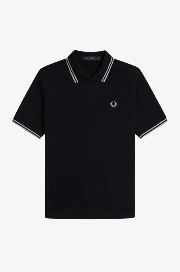 Women Polo Shirts Fred Perry G3600 Blackmetallic Silvermetallic Silver