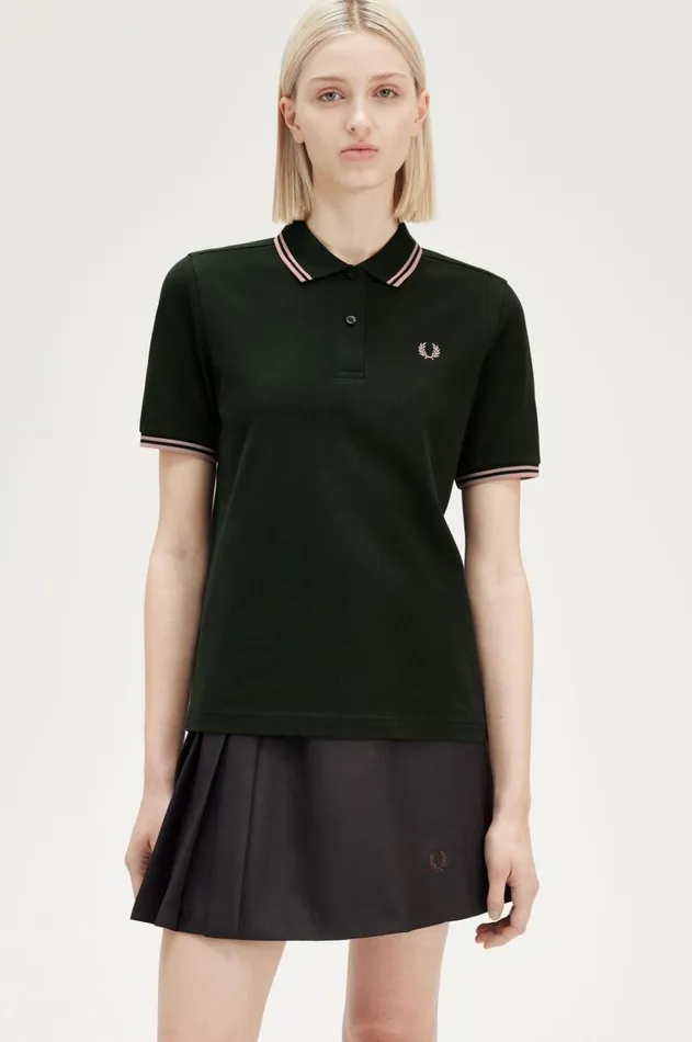 Women Polo Shirts Fred Perry G3600 Night Greendark Pinkdark Pink