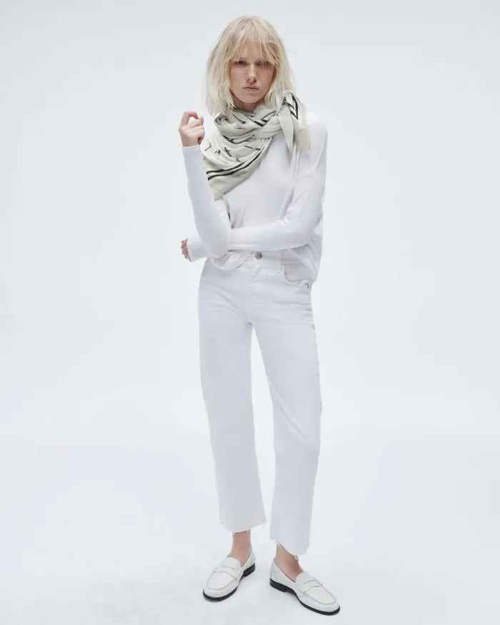 Women Scarves 038 Ponchos Rag 038 Bone Dagger Cashmere Modal Scarf White