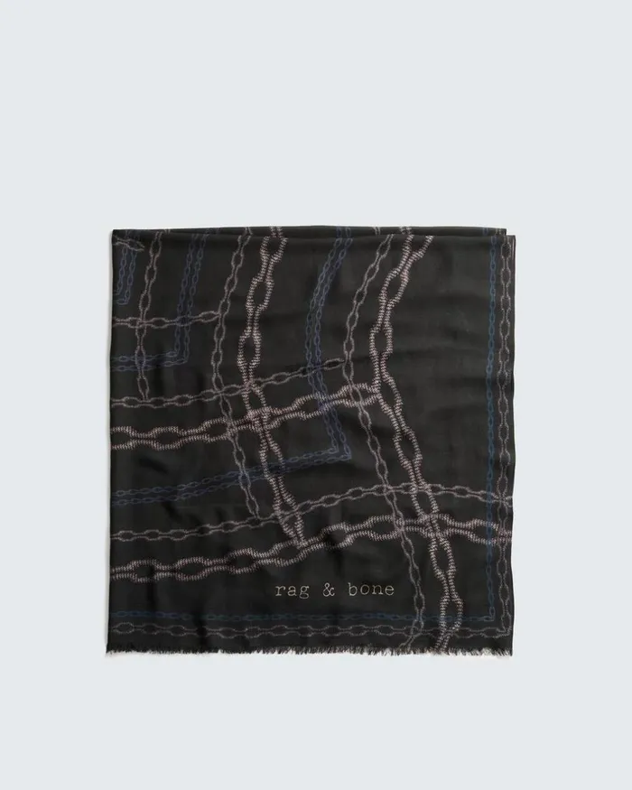 Women Scarves 038 Ponchos Rag 038 Bone Pea Chain Cashmere Scarf Black