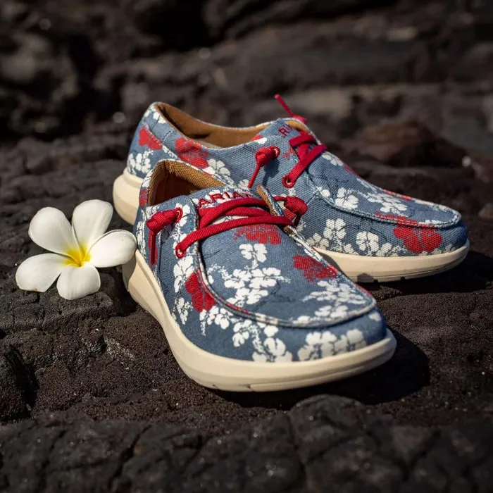 Women Shoes and Sneakers Ariat Hilo Western Aloha Red White And Blue Pareau Prin