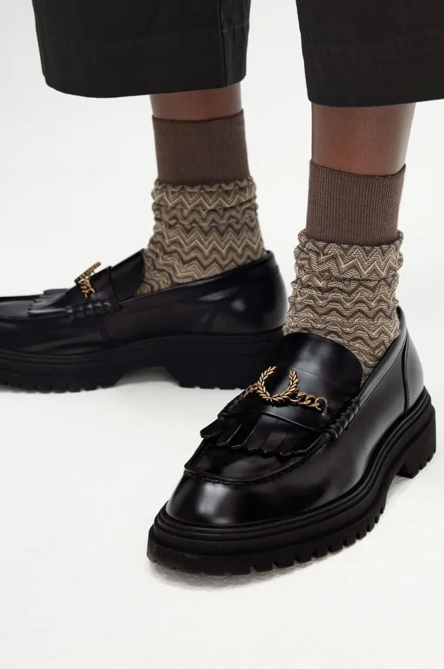 Women Shoes Fred Perry Leather Loafer Black
