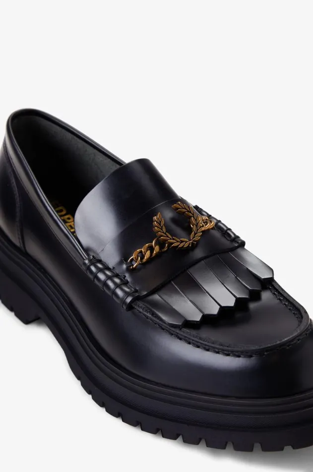 Women Shoes Fred Perry Leather Loafer Black