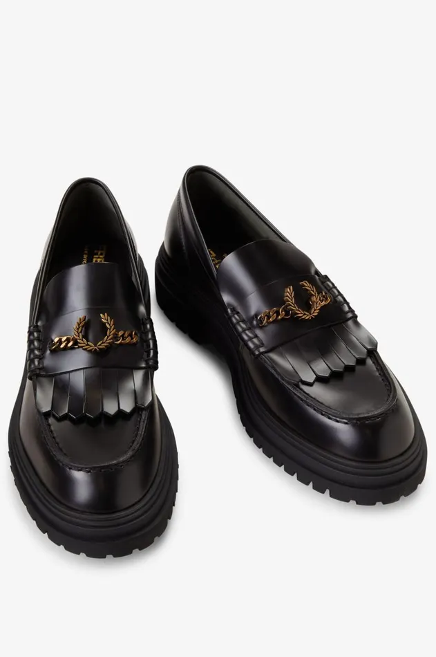 Women Shoes Fred Perry Leather Loafer Black