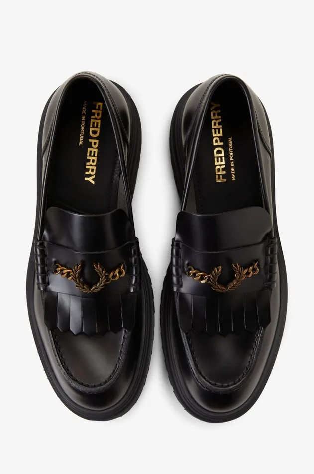 Women Shoes Fred Perry Leather Loafer Black