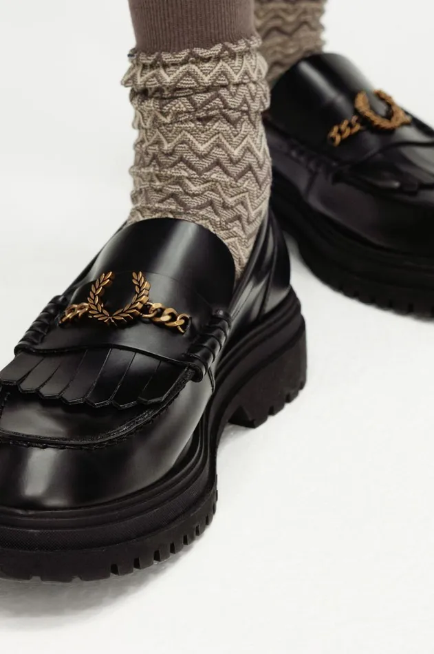 Women Shoes Fred Perry Leather Loafer Black
