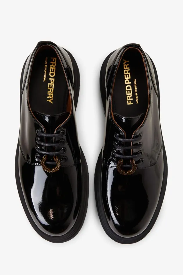 Women Shoes Fred Perry Patent Leather Derby Black