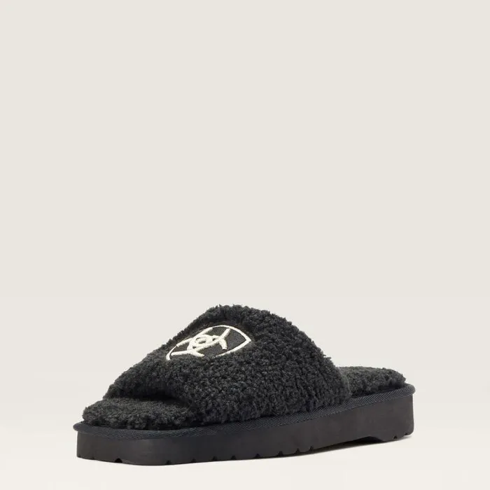 Women Slippers Ariat Cozy Chic Square Toe Slipper Fuzzy Black