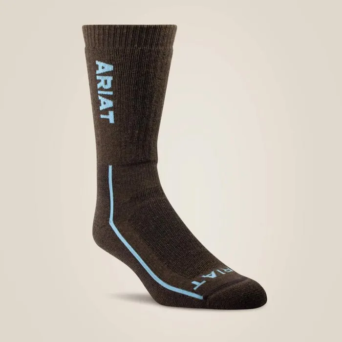 Women Socks Ariat Heavyweight Merino Wool Steel Toe Performance Work Sock Brown
