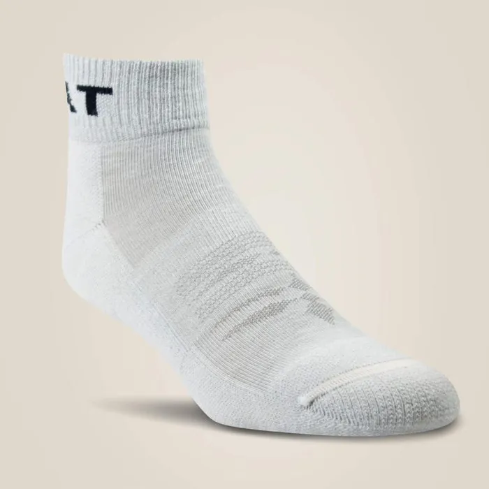 Women Socks Ariat Midweight Quarter Crew Western Boot Sock 2 Pair Pack Grey