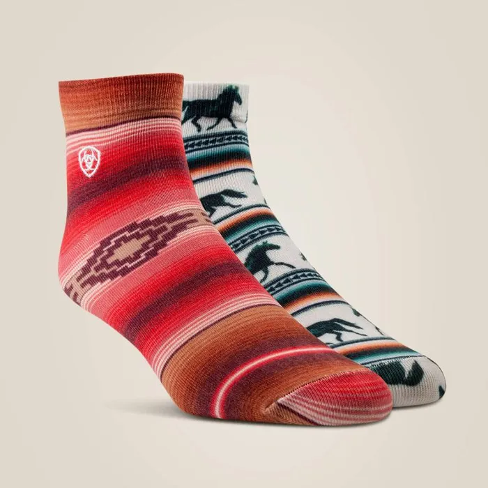 Women Socks Ariat Serape Horseprint Qtr Crew 2 Pair Multi Color Pack Blackcreamserape Women Socks Ariat Serape Horseprint Qtr Crew 2 Pair Multi Color Pack Blackcreamserape