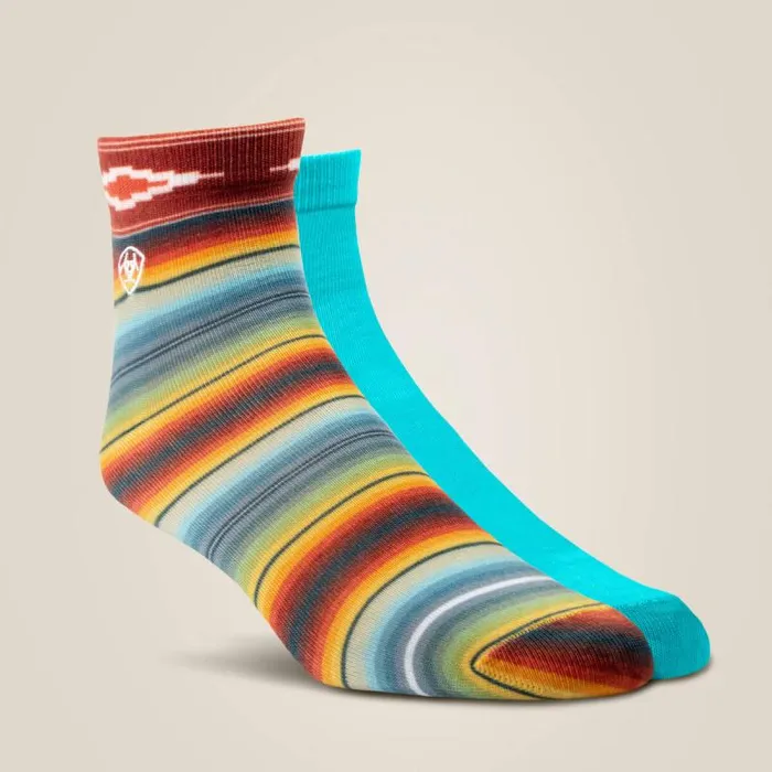 Women Socks Ariat Southwest Theme Ankle Sock 2 Pair Multi Color Pack Muted Serapesky Blue Women Socks Ariat Southwest Theme Ankle Sock 2 Pair Multi Color Pack Muted Serapesky Blue