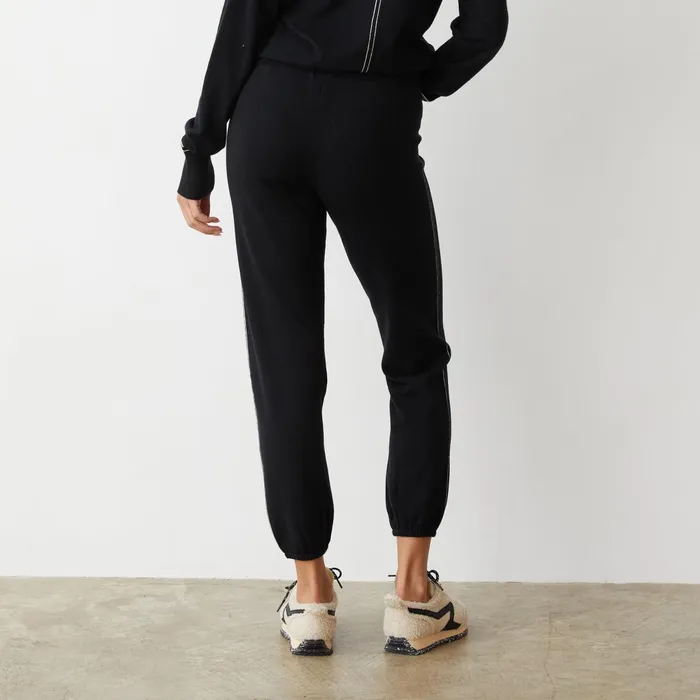 Women Sweats MONROW Light Soft Knit Contrast Stitch Vintage Sweat Black