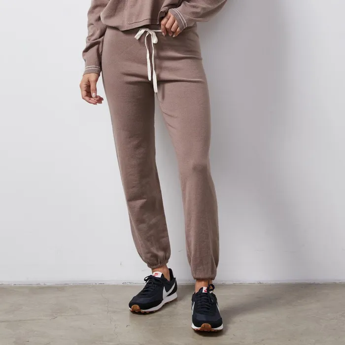 Women Sweats MONROW Light Soft Knit Contrast Stitch Vintage Sweat Pecan