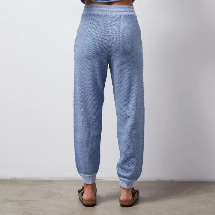 Women Sweats MONROW Soft Knit Textured Cuffed Jogger Light Blue