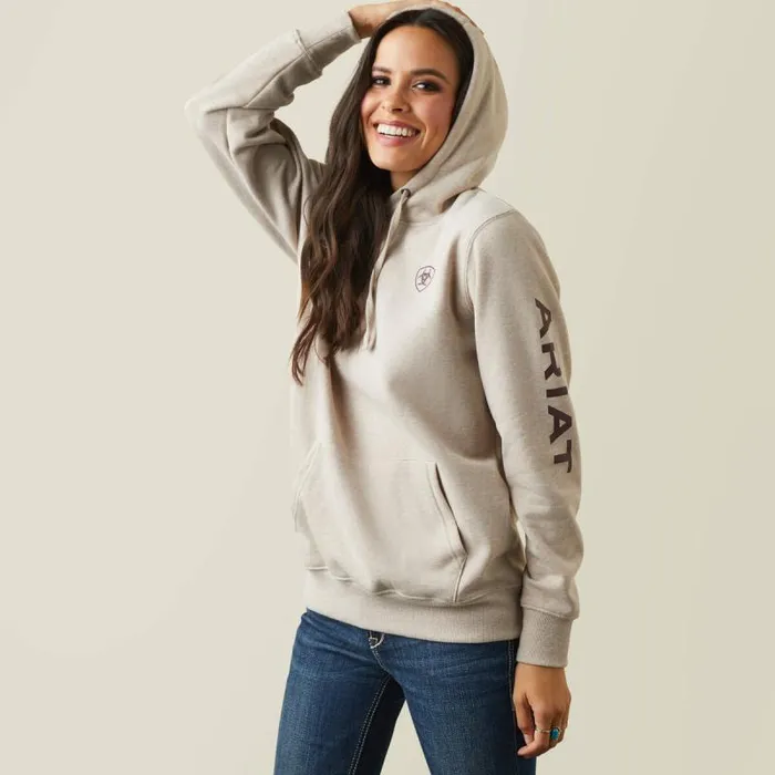 Women Sweatshirts and Hoodies Ariat Ariat Logo Hoodie Oatmeal Heather