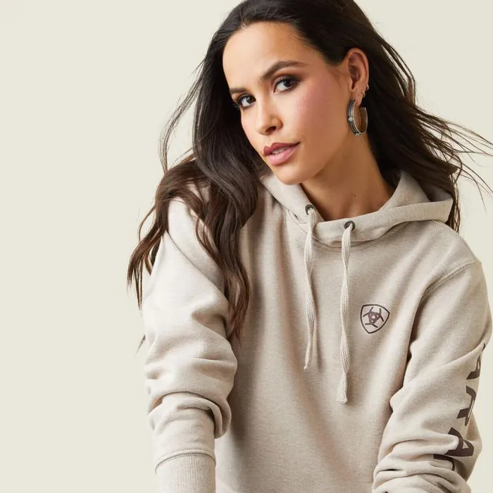 Women Sweatshirts and Hoodies Ariat Ariat Logo Hoodie Oatmeal Heather Women Sweatshirts and Hoodies Ariat Ariat Logo Hoodie Oatmeal Heather