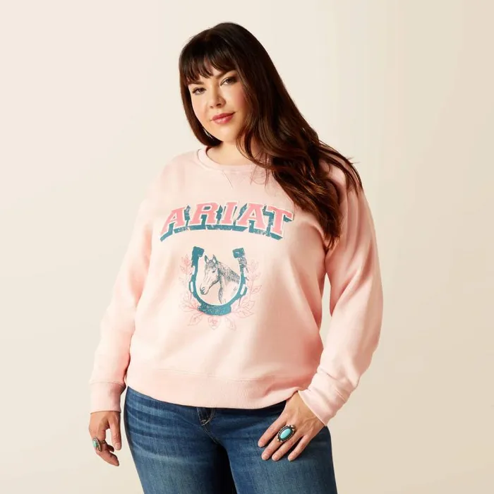 Women Sweatshirts and Hoodies Ariat College Sweatshirt Blushing Rose Women Sweatshirts and Hoodies Ariat College Sweatshirt Blushing Rose