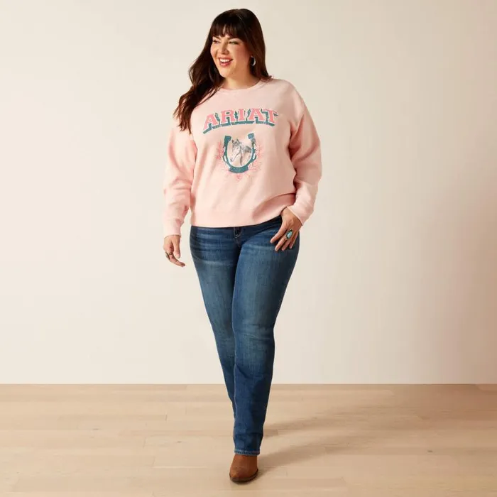 Women Sweatshirts and Hoodies Ariat College Sweatshirt Blushing Rose Women Sweatshirts and Hoodies Ariat College Sweatshirt Blushing Rose