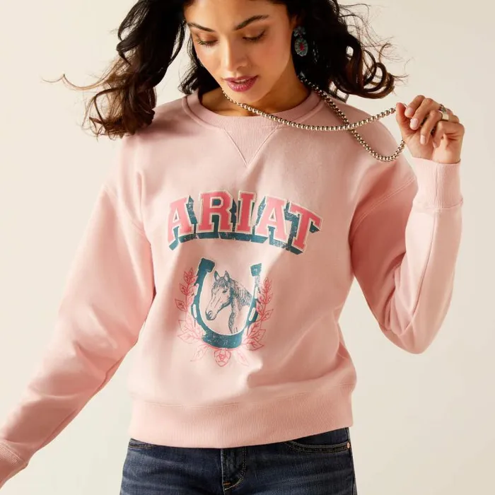 Women Sweatshirts and Hoodies Ariat College Sweatshirt Blushing Rose Women Sweatshirts and Hoodies Ariat College Sweatshirt Blushing Rose