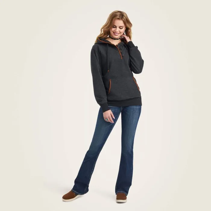 Women Sweatshirts and Hoodies Ariat REAL Elevated Hoodie Heather Charcoal Women Sweatshirts and Hoodies Ariat REAL Elevated Hoodie Heather Charcoal