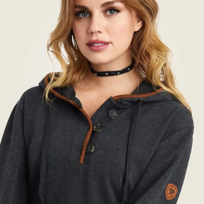 Women Sweatshirts and Hoodies Ariat REAL Elevated Hoodie Heather Charcoal Women Sweatshirts and Hoodies Ariat REAL Elevated Hoodie Heather Charcoal