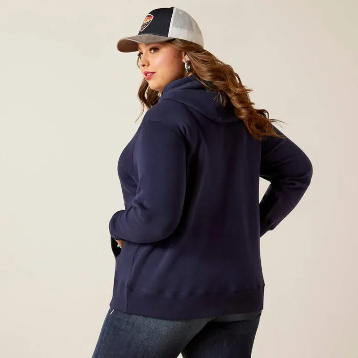 Women Sweatshirts and Hoodies Ariat REAL Flying Flag Hoodie Navy Women Sweatshirts and Hoodies Ariat REAL Flying Flag Hoodie Navy