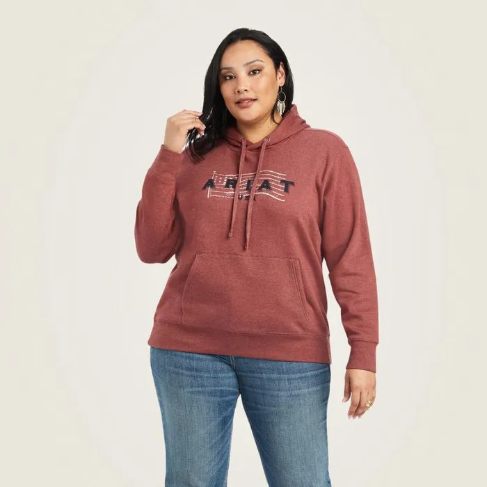 Women Sweatshirts and Hoodies Ariat REAL USA Chest Logo Hoodie Sundried Tomato Heather Women Sweatshirts and Hoodies Ariat REAL USA Chest Logo Hoodie Sundried Tomato Heather
